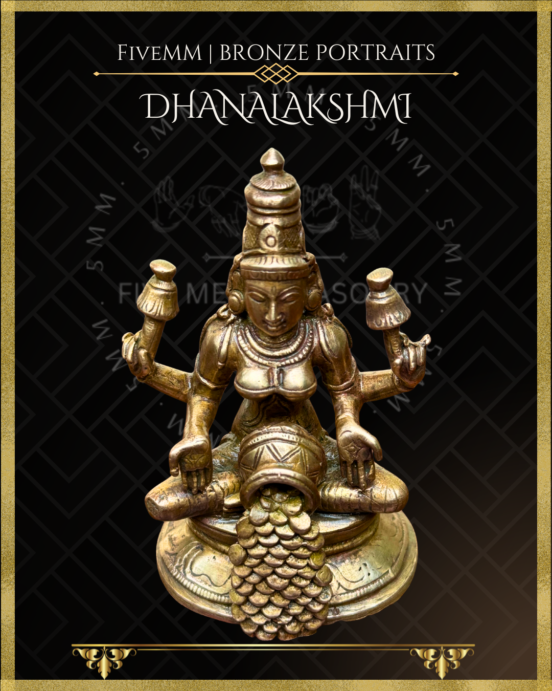 Dhana Lakshmi / Kubera Lakshmi Panchaloha Bronze Icon - 3.5"