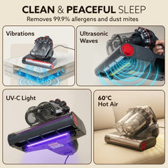 AGARO Royal Mattress Vacuum Cleaner, 12kPa Suction Power & UV Light Sterilization, Bed Vacuum Cleaner & Mite Remover, Su