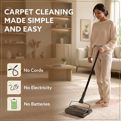 AGARO Delite Manual Carpet Cleaner for Pet Hair Rugs Mattresses – No Batteries, Push & Pull, Tangle-Free Brush, Easy-Dump Dustbin (Not for Hard Floors)-2