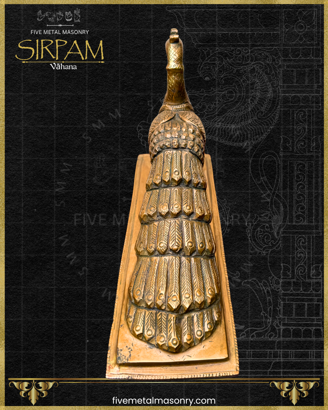 Mayura:Peacock Panchaloha Bronze Icon - 7" - Sirpam Collection