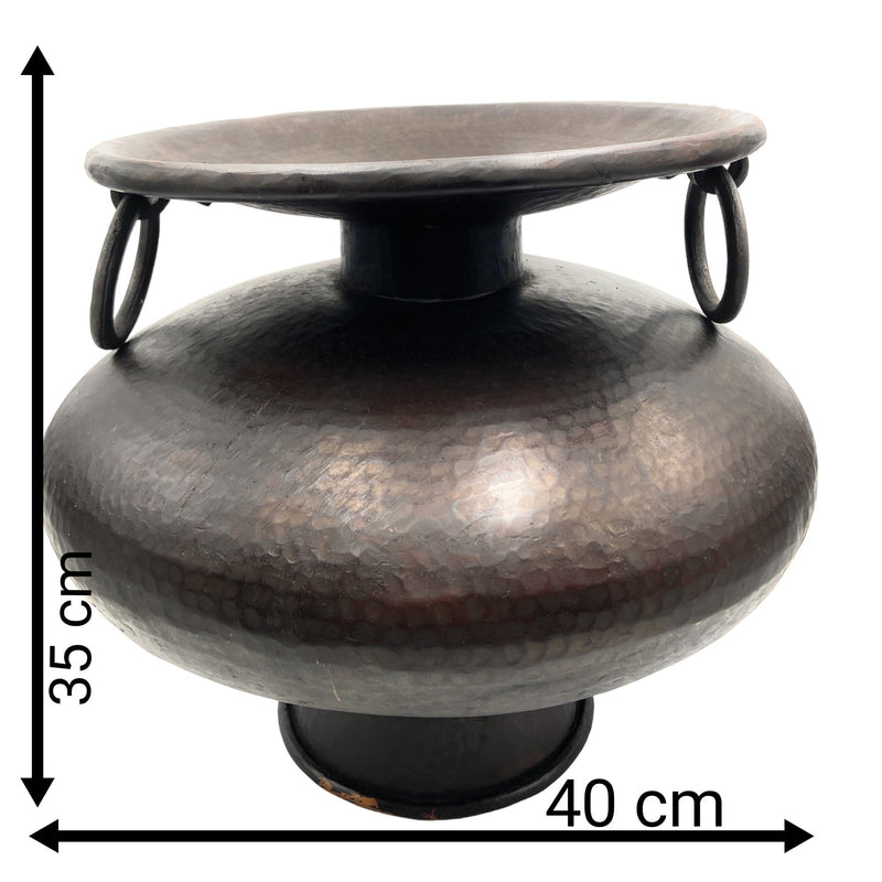 Bhunes Brass Antique Big Planter Bowls | Decor Bowl | Pittal Ka Katora | Decorative,Brown, 14 Inch, 1 Piece