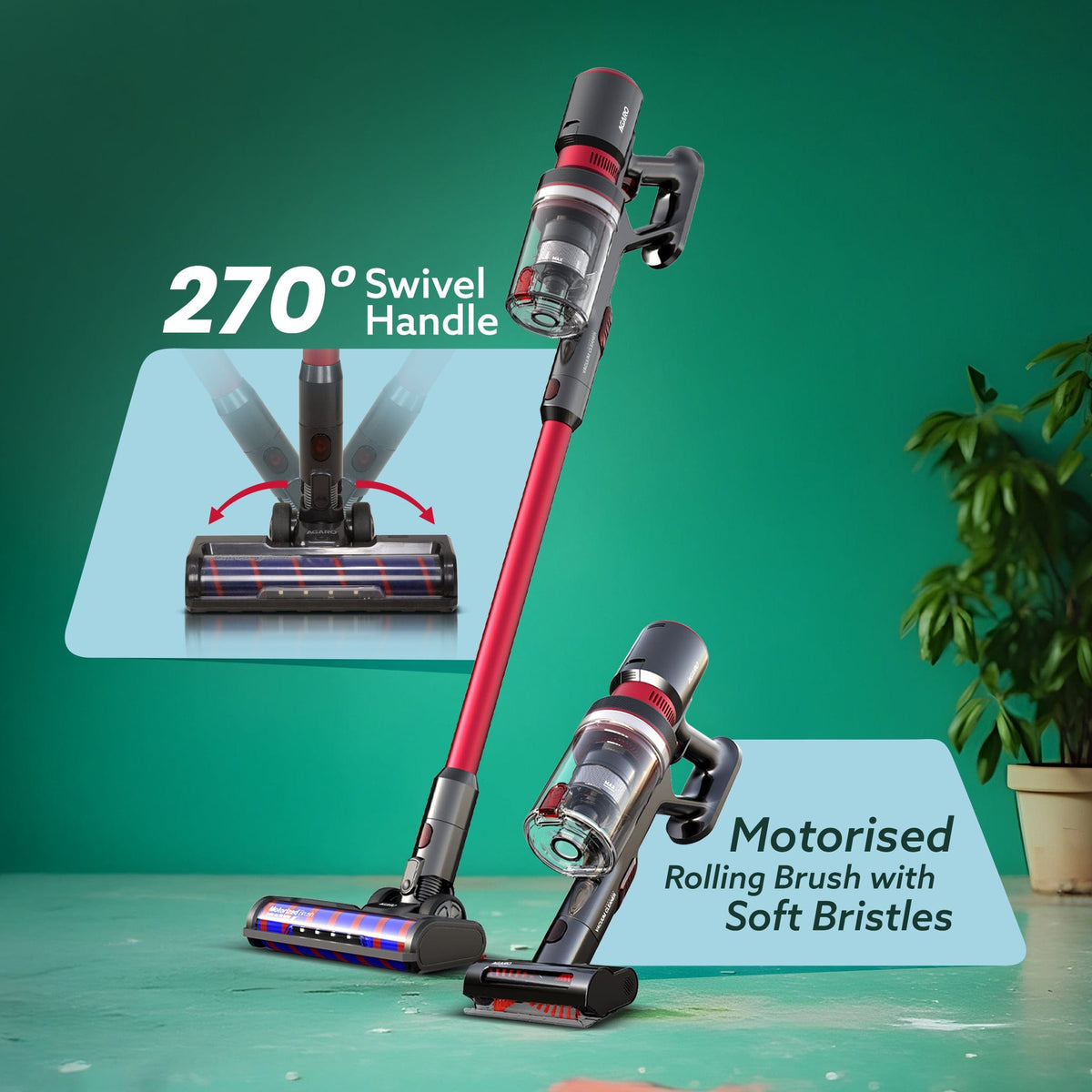 AGARO Supreme Cordless Stick Vacuum Cleaner,2In1 Handheld&Stick,400W Motor,25 Kpa Suction Power,3 Adjustable Suction Mod