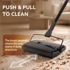 AGARO Delite Manual Carpet Cleaner for Pet Hair Rugs Mattresses – No Batteries, Push & Pull, Tangle-Free Brush, Easy-Dump Dustbin (Not for Hard Floors)-4