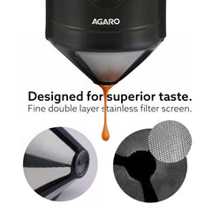 AGARO Pour Over Coffee Maker with Double Mesh Filter, Food Grade 304 Stainless Steel & Plastic Coffee Dripper, 100% Pape