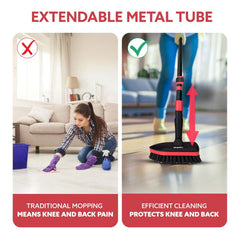 AGARO Elite Cleaning Mop & Brush Set, Bathroom Cleaning Brush, Long Handle, Hard Brush, Microfiber Pad & Scrubber, for Tiles, Kitchen, Toilet, Window Glass, Detachable Head, Black & Red-5