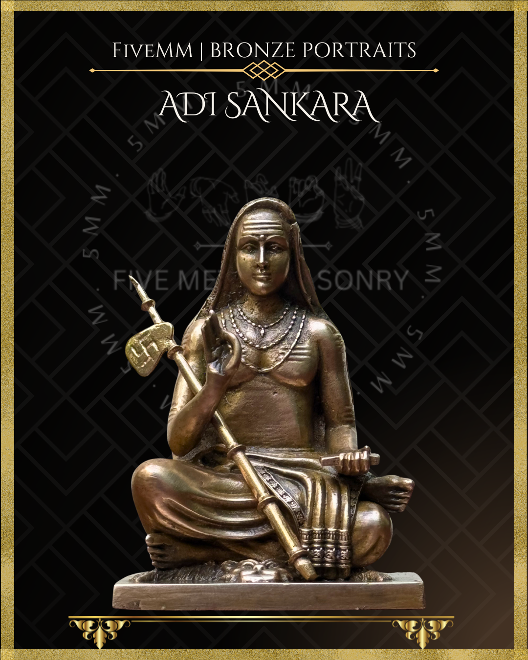 Adi Shankaracharya - 3" Panchaloha Bronze Icon