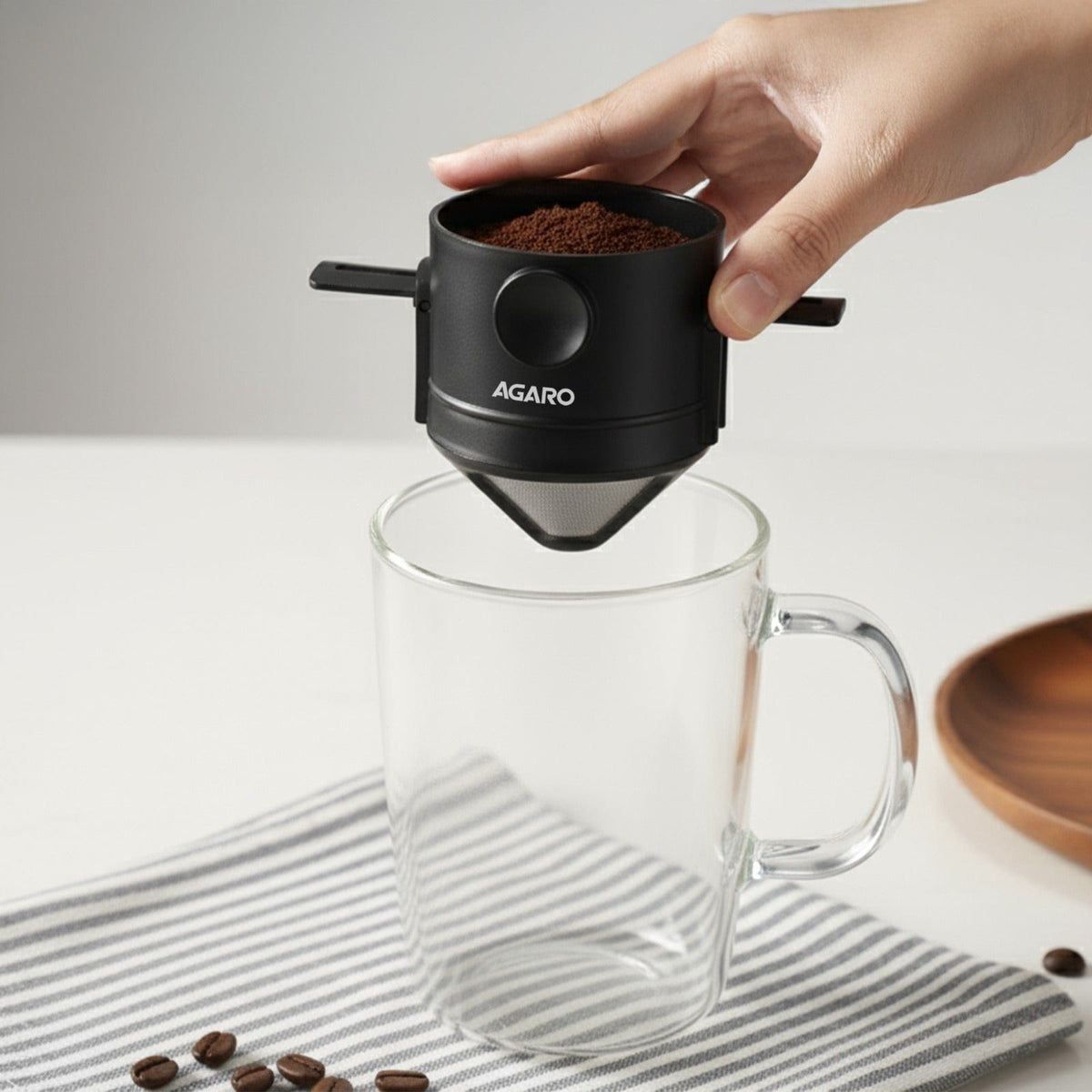 AGARO Pour Over Coffee Maker with Double Mesh Filter, Food Grade 304 Stainless Steel & Plastic Coffee Dripper, 100% Pape