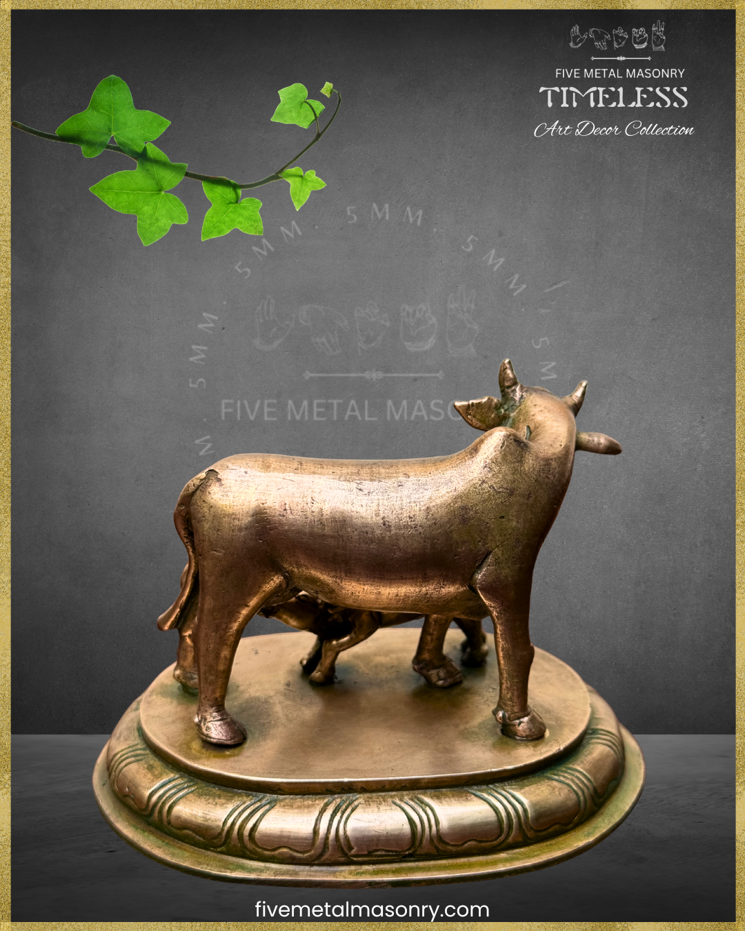 Cow and Calf Panchaloha Bronze Icon - 4" - Timeless Collection