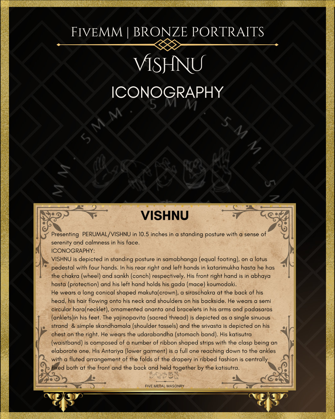 Vishnu Panchaloha Bronze Icon - 10.5"