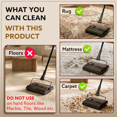 AGARO Delite Manual Carpet Cleaner for Pet Hair Rugs Mattresses – No Batteries, Push & Pull, Tangle-Free Brush, Easy-Dump Dustbin (Not for Hard Floors)-7