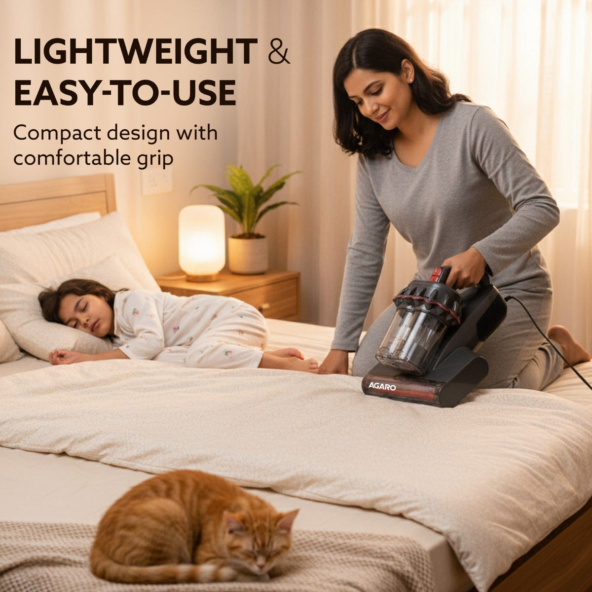AGARO Royal Mattress Vacuum Cleaner, 12kPa Suction Power & UV Light Sterilization, Bed Vacuum Cleaner & Mite Remover, Su