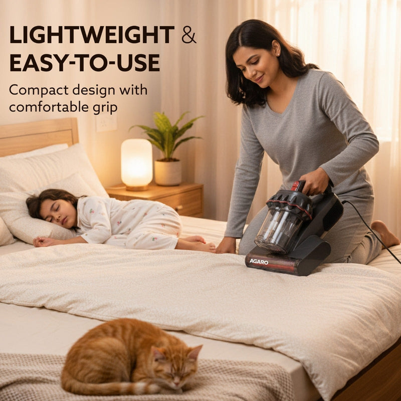 AGARO Royal Mattress Vacuum Cleaner, 12kPa Suction Power & UV Light Sterilization, Bed Vacuum Cleaner & Mite Remover, Su