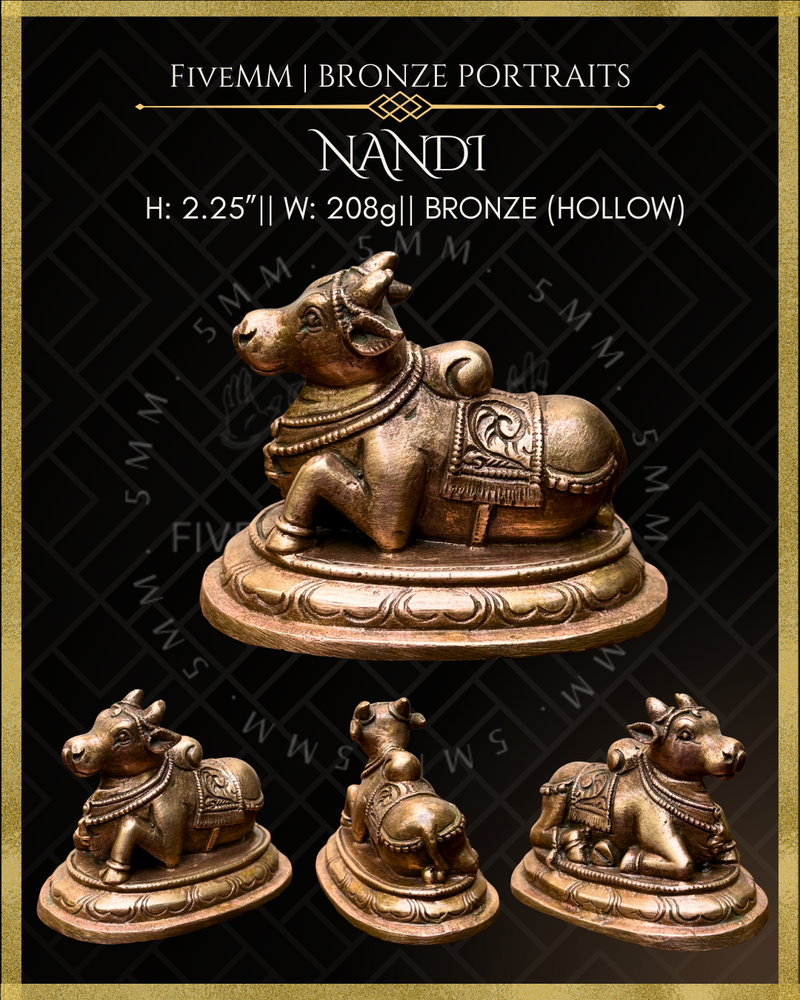 Nandi Panchaloha Bronze Icon - 2.25"