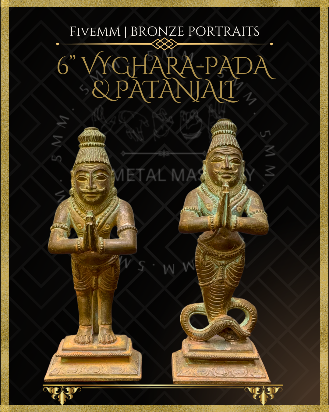Vyghara-pada and Patanjali Panchaloha Bronze Icon Set - 6"