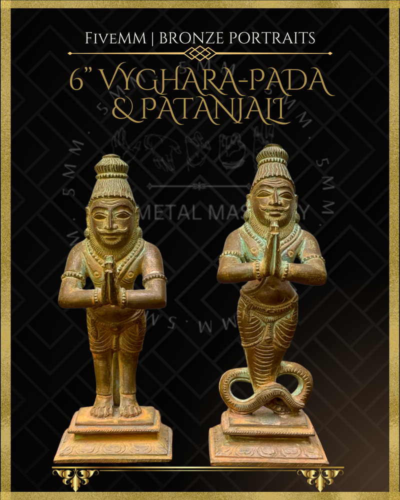 Vyghara-pada and Patanjali Panchaloha Bronze Icon Set - 6"