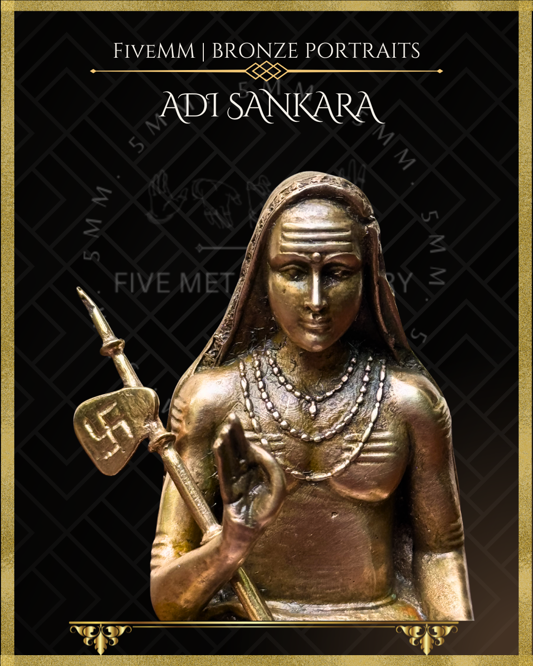 Adi Shankaracharya - 3" Panchaloha Bronze Icon