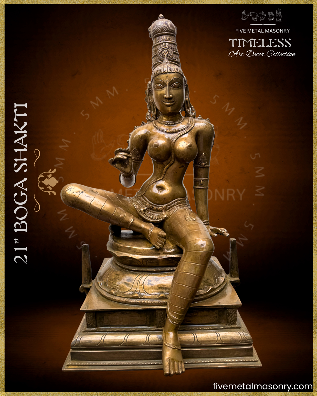 Parvati as Boga Shakti Panchaloha Bronze Icon - 21" - Timeless Collection