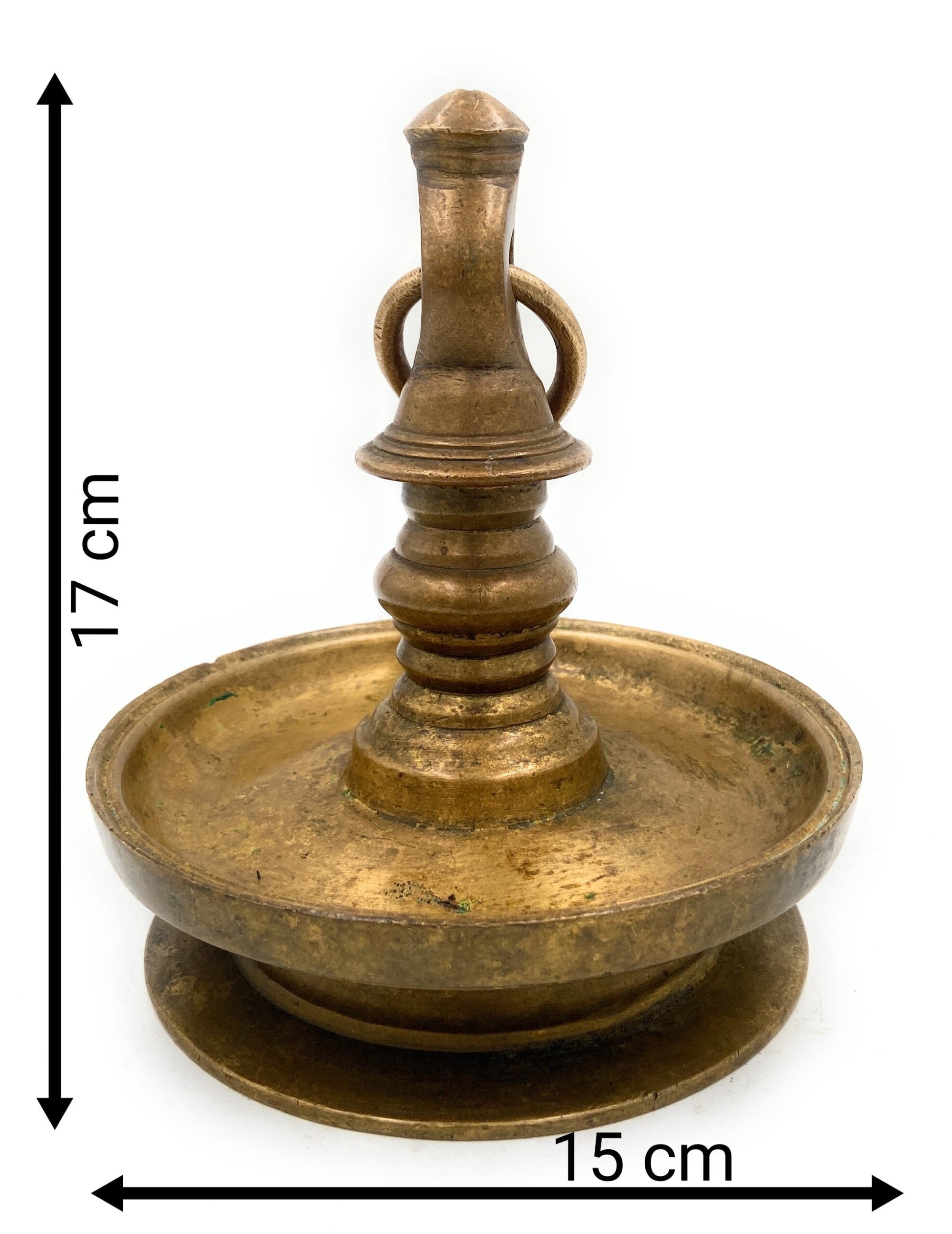 Antique Brass Hanging Lamp Peetal Pital Pittal Ceiling Lantern for Pooja Room, Temple Light Diya,Gold, 7 Inch, 1 Piece