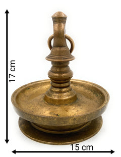Antique Brass Hanging Lamp Peetal Pital Pittal Ceiling Lantern for Pooja Room, Temple Light Diya,Gold, 7 Inch, 1 Piece