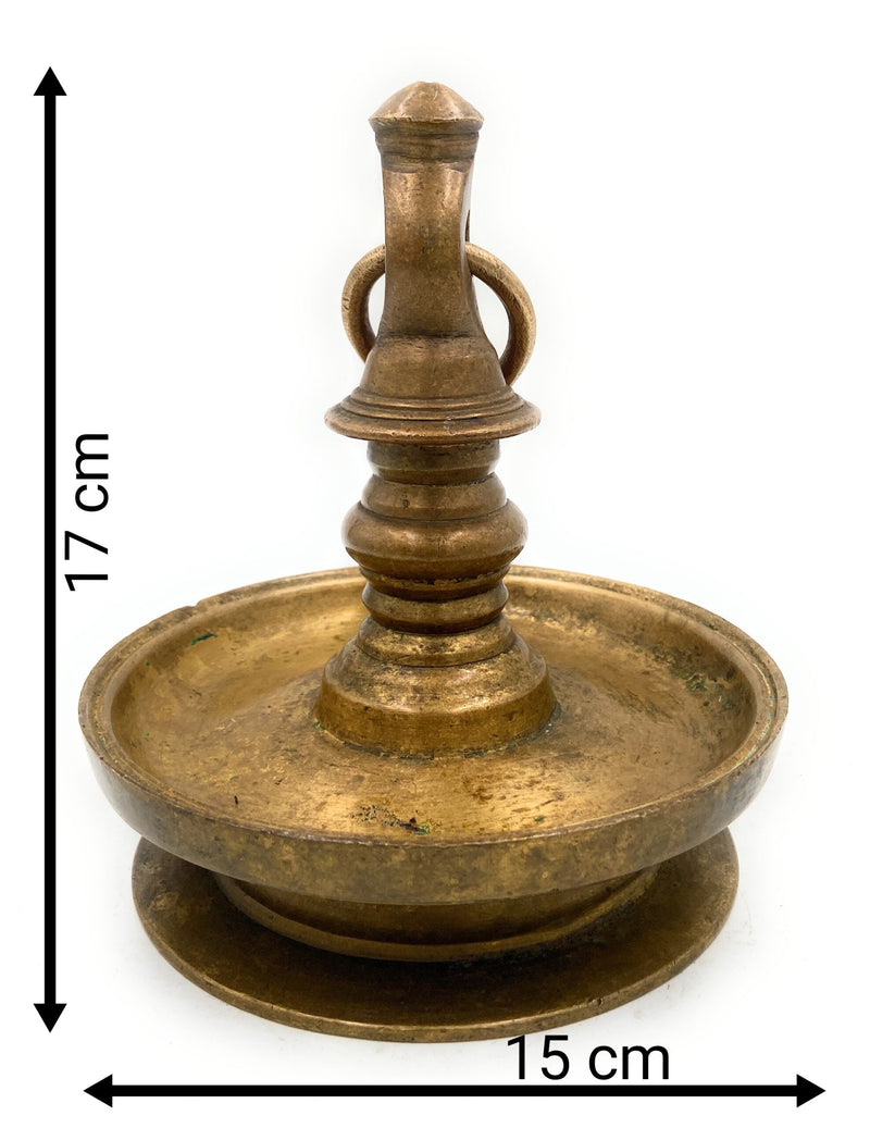 Antique Brass Hanging Lamp Peetal Pital Pittal Ceiling Lantern for Pooja Room, Temple Light Diya,Gold, 7 Inch, 1 Piece