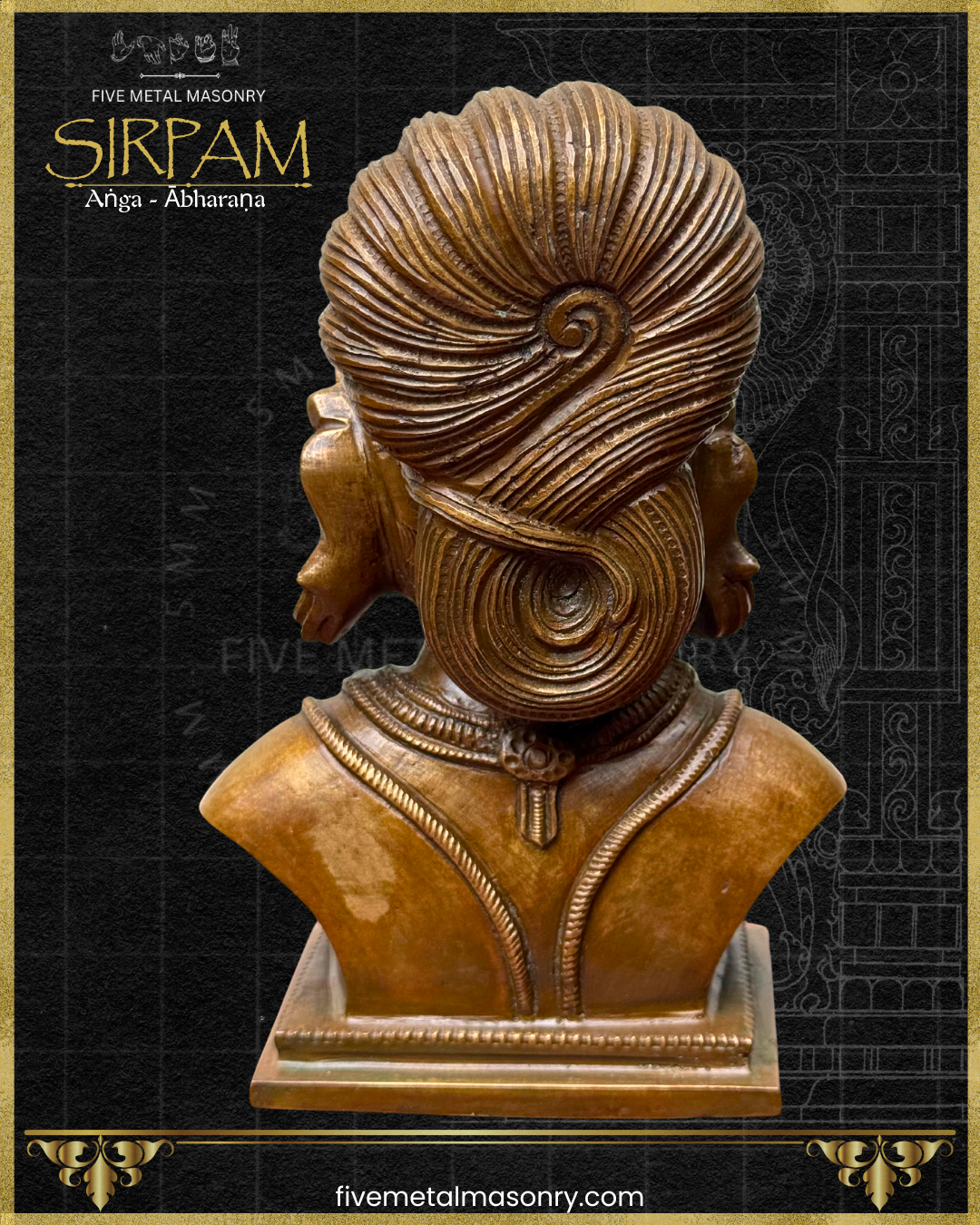 Parvati's Bust Panchaloha Bronze Icon - 8"- Sirpam Collection | Made to Order