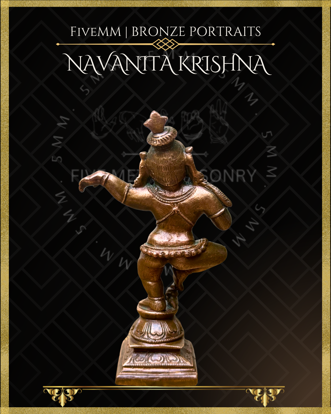Navanita Krishna Panchaloha Bronze Icon - 4"