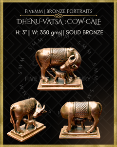 Cow and Calf Panchaloha Bronze Icon - 3"