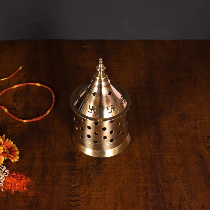 Brass Jali Akhand Diya/Lamp (6 Inch)