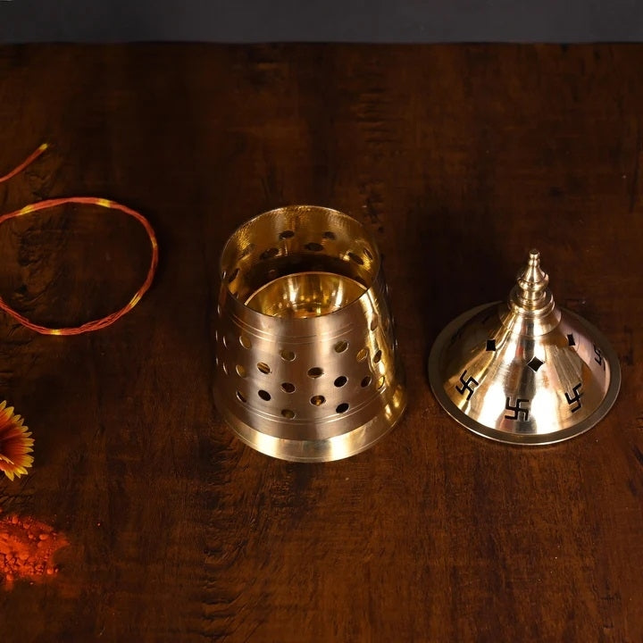 Brass Jali Akhand Diya/Lamp (6 Inch)