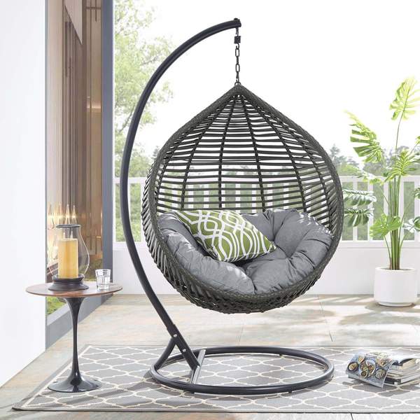 Nereza Single Seater Hanging Swing With Stand For Balcony , Garden Swing (Black)