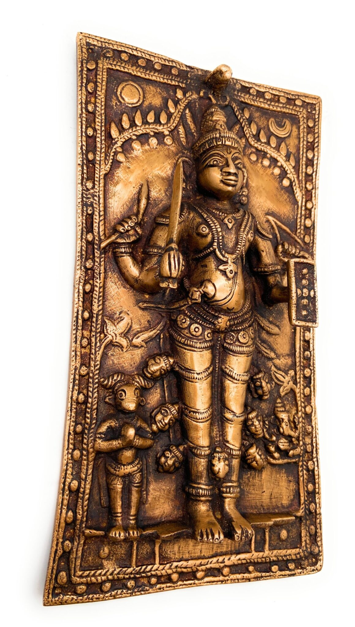 Brass Veerbhadra Murti, Veerabhadreshwara Idol, Veerbhadra Statue for Pooja, Temple & Home Decor, Handcrafted Sculpture,Gold, 10 Inch, 1 Piece