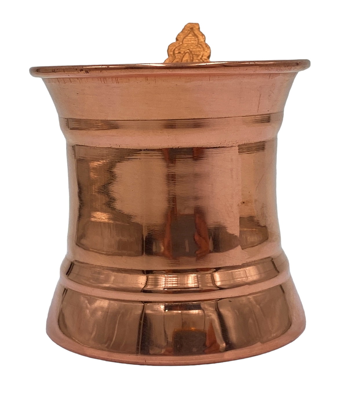 Copper Panchpatra, Tamra Panchapatram, Thamira Panchapatra Aachmani Cup, Handcrafted Tamraloha Puja Vessel for Hindu Rituals & Pooja,Gold, 3 Inch, 1 Piece