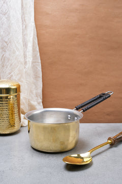 Set of 4 Brass Saucepans – 1L, 1.5L, 2L, 2.5L