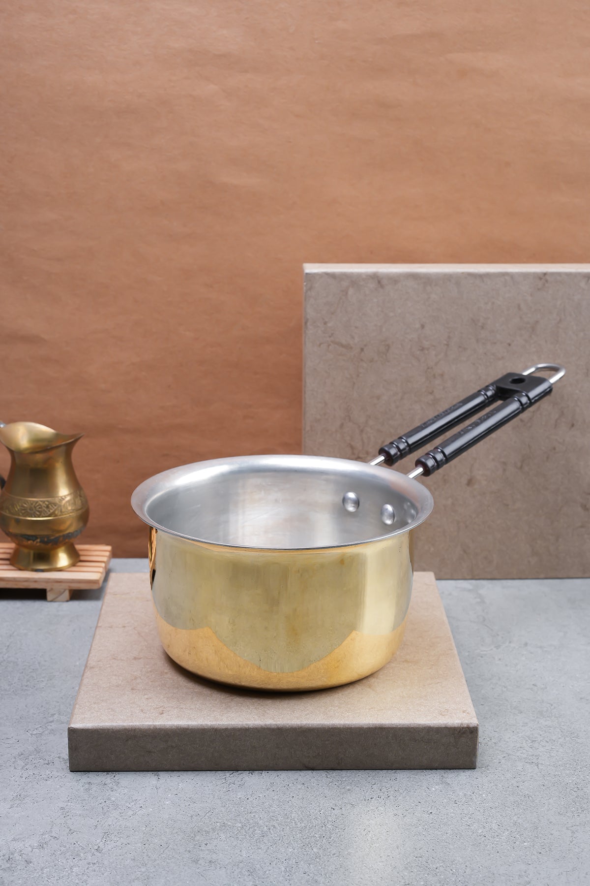 Set of 4 Brass Saucepans – 1L, 1.5L, 2L, 2.5L