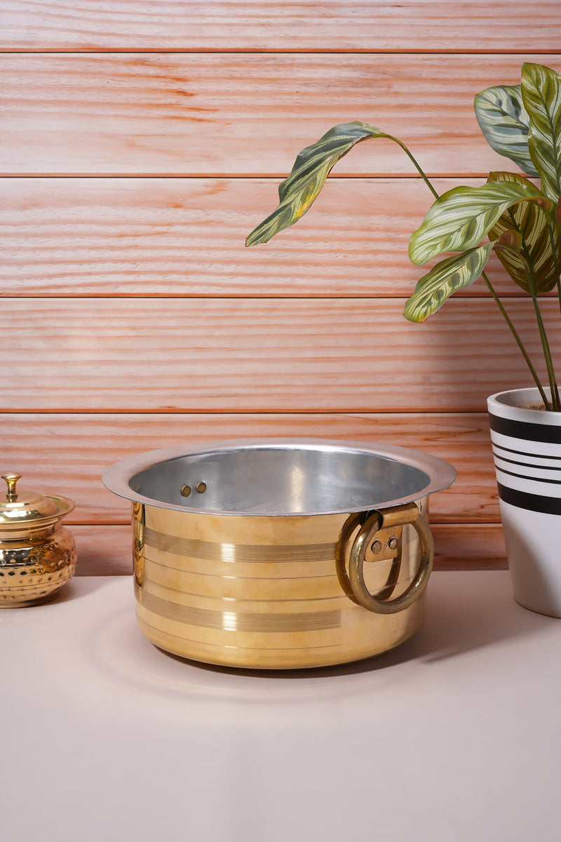 Set of 3 Brass Patilas / Milk Topias – ( 1L, 3L, 5L )
