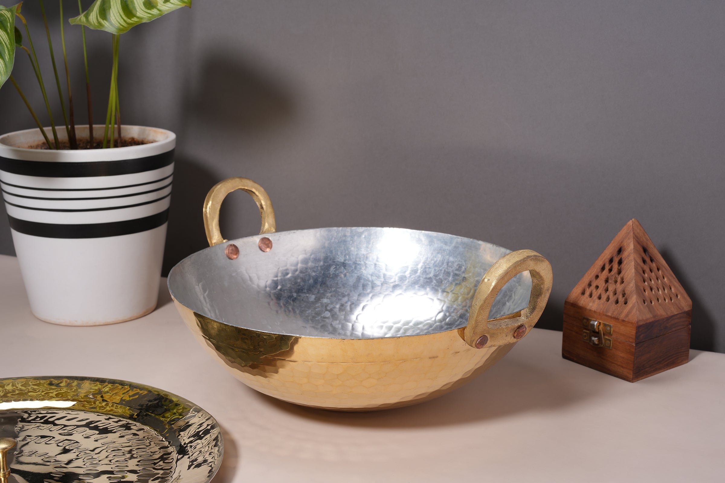Brass Kadhai / Wok - Flat Bottom