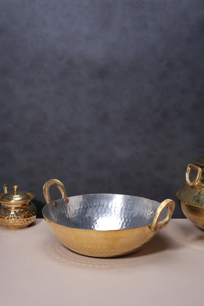 Brass Kadhais Set – 1 L & 3L Round Base, 3L Flat Base