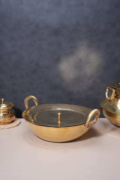 Brass Kadhais Set – 1 L & 3L Round Base, 3L Flat Base