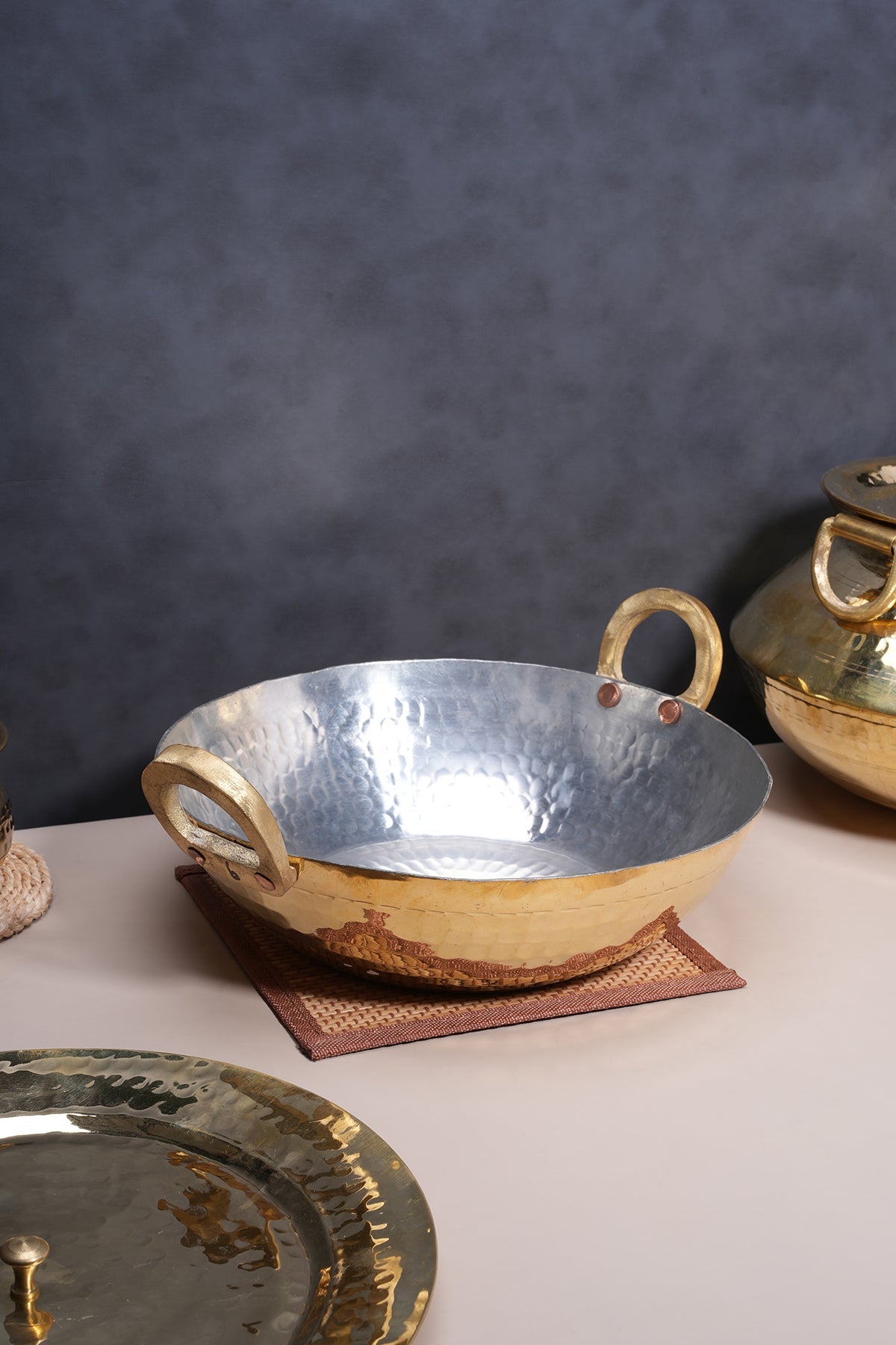 Brass Kadhai / Wok - Flat Bottom