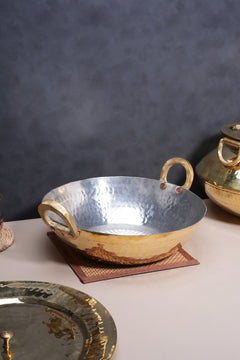 Brass Kadhais Set – 1 L & 3L Round Base, 3L Flat Base