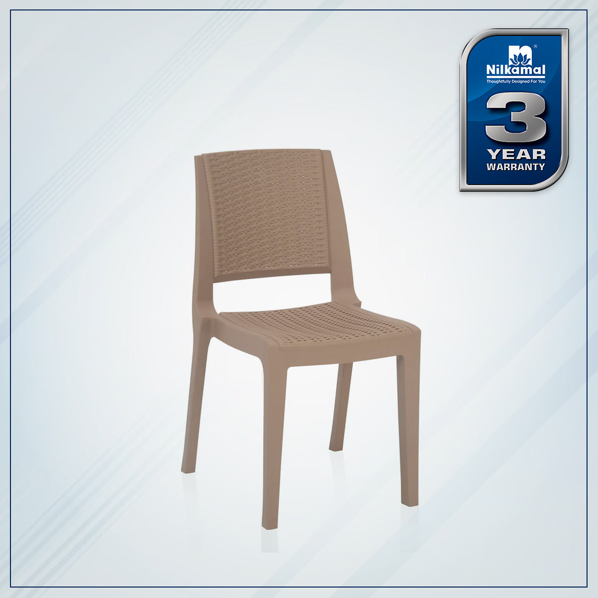 Nilkamal Enamora Premium Plastic Armless Chair (Rattan Dark Beige)
