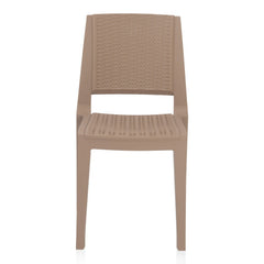 Nilkamal Enamora Premium Plastic Armless Chair (Rattan Dark Beige)