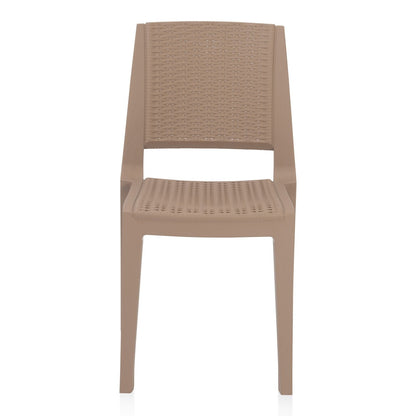 Nilkamal Enamora Premium Plastic Armless Chair (Rattan Dark Beige)