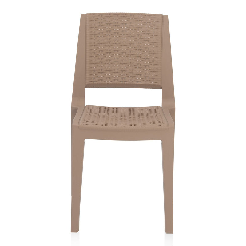 Nilkamal Enamora Premium Plastic Armless Chair (Rattan Dark Beige)