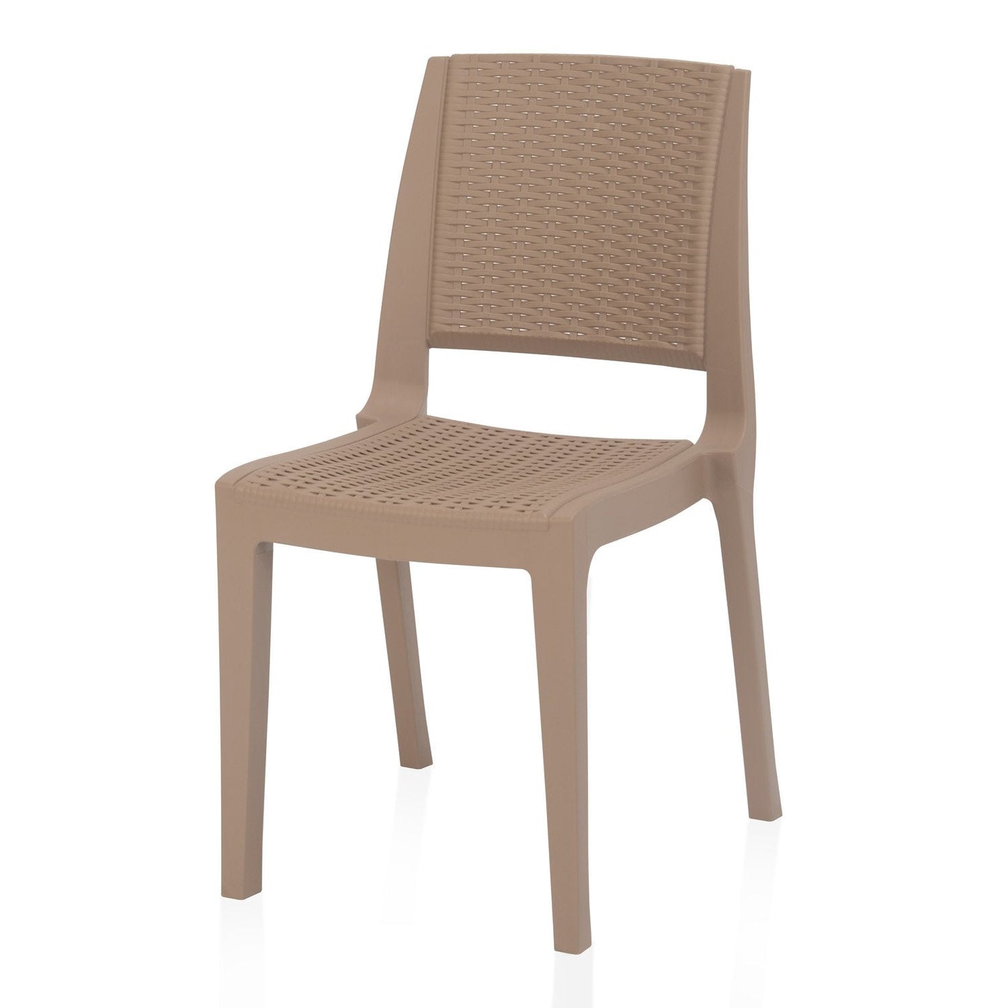 Nilkamal Enamora Premium Plastic Armless Chair (Rattan Dark Beige)