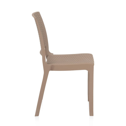 Nilkamal Enamora Premium Plastic Armless Chair (Rattan Dark Beige)