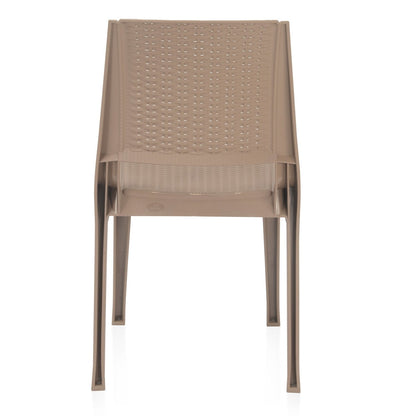 Nilkamal Enamora Premium Plastic Armless Chair (Rattan Dark Beige)