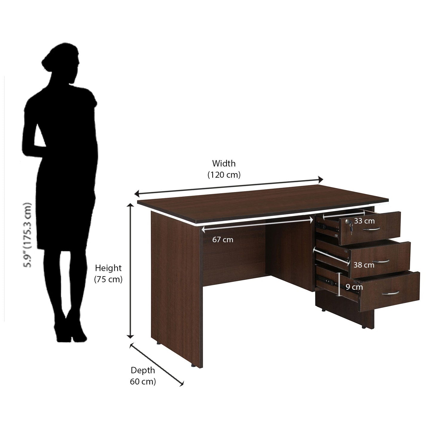 Nilkamal Endura Office Table (Brown)