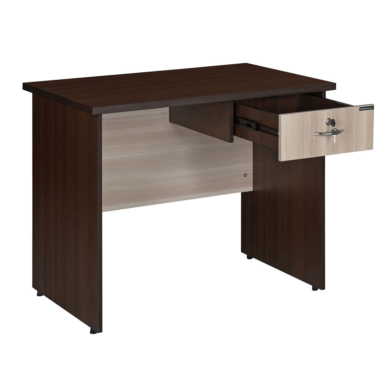 Nilkamal Enzo Office 3 ft Table (Brown & Cloud Ash)