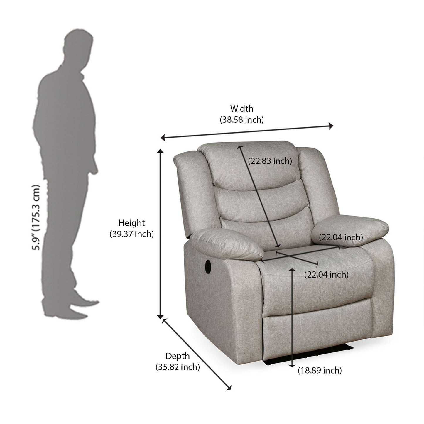 Nilkamal Era 1 Seater Electric Recliner (Honey Beige)